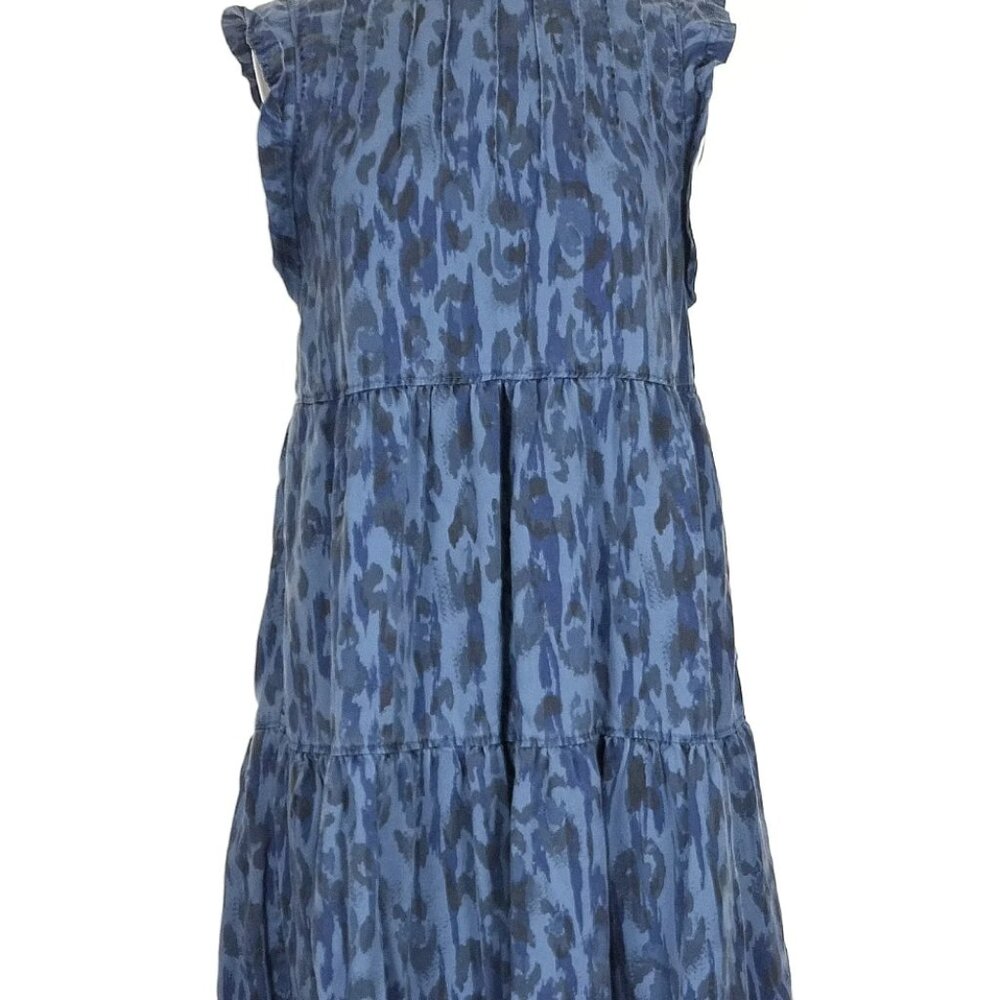 Anthropologie Blue A-line Midi Dress with Mock Neck